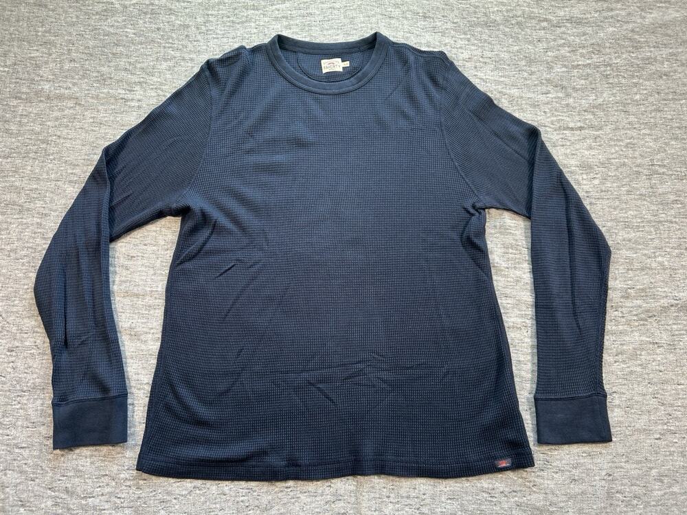 Faherty Cloud Waffle Thermal Shirt Mens Extra Large Navy Long Sleeve Crewneck